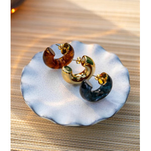 Boucles d'oreilles Marble Marron