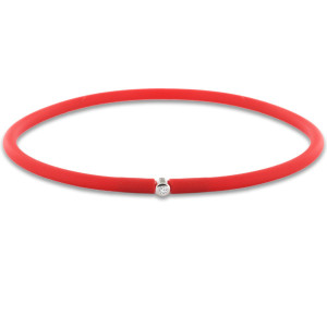 Bracelet Polyvinyle Diamant Argent 925 Couleur Rouge